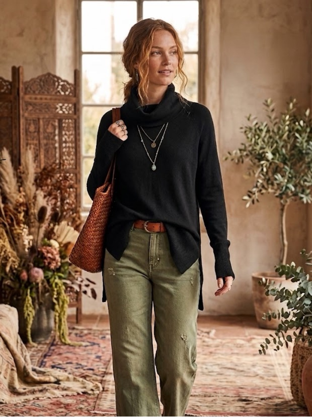 Cyrus Ladies' Cowl Neck Oversized Tunic Sweater
